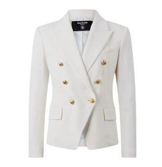 Balmain Cream Wool Double Breasted Blazer Size 38