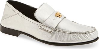 Versace Medusa Convertible Metallic Penny Loafer in Silver-Versace Gold at Nordstrom, Size 10.5Us