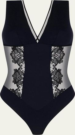 Lise Charmel Diva Glamour Embroidered Tulle Bodysuit