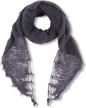 Cortana Grijze Open Gebreide Bandana - Dames - Wintersjaals - Grijs - ONE Size - Wol - Accessoires