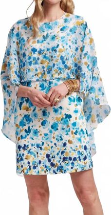 Frances Valentine Mini Cape Dress In Pocket Full Of Posies Blue