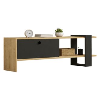 Dmora Mueble Para Tv Taurasi, Una Puerta, Apertura Abatible, 2 Compartimentos, 120x25x37h Cm Negro Antracita