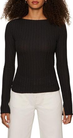 Sanctuary Boat Neck Rib Top in Black at Nordstrom, Size Xx-Small