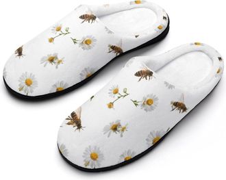 Generic Bee Floral Mens Slippers Comfortable And Non-slip Cotton Slipper Shoe for House