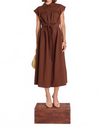 English Factory Sahara Linen Dress In Brown