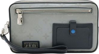 Louis Vuitton Silver Monogram Canvas Satellite Alpha Clutch (Authentic Pre- Loved)
