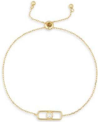 Argento Vivo Round Cubic Zirconia Charm Slider Bracelet in Gold at Nordstrom Rack