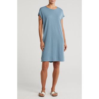 Eileen Fisher Crewneck Wool Shift Dress in Bluesteel at Nordstrom Rack, Size Large