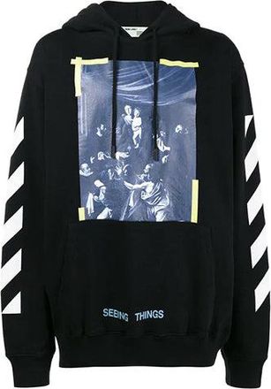 Off-white Cravaggio Long Sleeve Mens Hoody Black OMBB003F170030161001