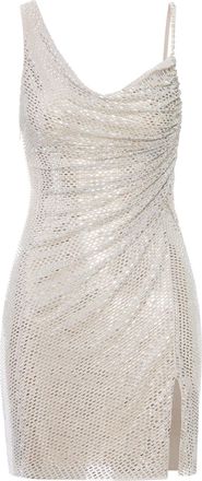 Self Portrait SILVER RHINESTONE DRAPED MINI DRESS - Self-portrait - Woman