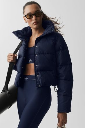 Alo | Gold Rush Puffer Jacket in Navy, Size: Medium