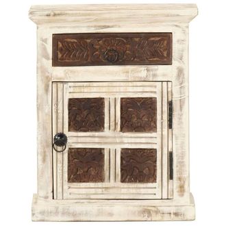 Berkfield Home Bedside Cabinet White 40x30x50 cm Solid Mango Wood | Size: 40 x 30 x 50 cm