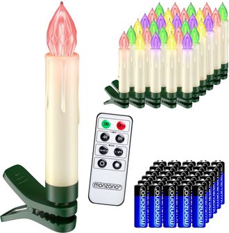 Deuba Set De 20/30/40 Velas Led Inal&aacute;mbricas Con Control Remoto Temporizador 8 Funciones Y Pilas Incluidas - Blanco/multicolor 30 Pzs / Multicolor + Pilas -