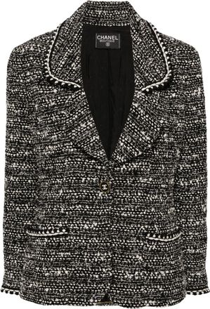 Chanel 1990-2000s tweed jacket - women - Wool/Nylon - One Size - Black