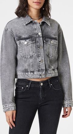 Mavi Harmony Crop Denim Jacket in Light Smoke Denim at Nordstrom, Size Medium