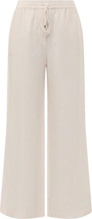 HUGO BOSS Tavati 2_Ti Wijde Broek - Dames - Wijde Broeken - Roze - 3XL - Linnen - Broeken