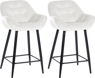 Clp Clp - Set De 2 Taburetes De Bar Gibson 76 De Terciopelo Blanco Crema