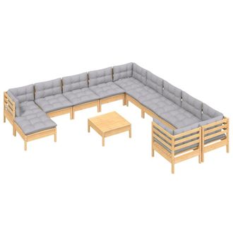 vidaXL Juego De Muebles De Jard&iacute;n 12 Pzas Y Cojines Madera De Pino Vidaxl