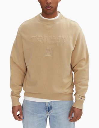 Tommy Hilfiger Mens Tommy Hilfiger Mens Tonal Varsity Sweatshirt Casual Cotton Crew Neck New Top - Cream - Size: 44