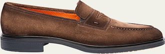 Santoni Mens Easy Suede Penny Loafers