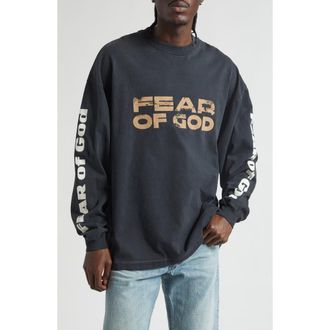 Fear of God Relaxed Long Sleeve Logo Graphic T-Shirt in Black Black at Nordstrom, Size Medium
