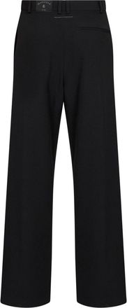 Maison Margiela Womens Pleated Trousers Wool-Blend Black Polyester