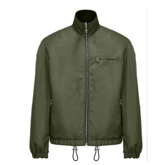 Alexander McQueen Logo Print Katoenen Jack Hoge Hals - Heren - Jassen - Groen - Maat: 2XL Katoen