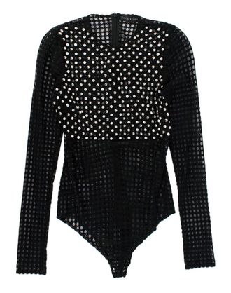 DAVID KOMA Black Crystal Embellished Bodysuit Size L