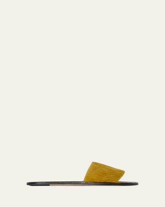 The Row Malick Calf Hair Flat Slide Sandals
