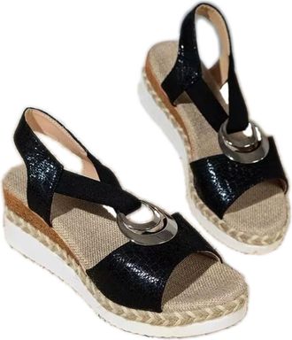Generic Sandals for Women 2026 Orthopedic Platform Sandals with Arch Support Comfortable Open Toe Ankle Strap Wedge Espadrilles Sandals Gold (A3, Adult, Women