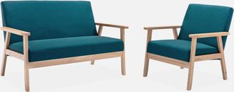 Alice's Garden Banco Y Sill&oacute;n De Madera Y Tela, 3 Plazas