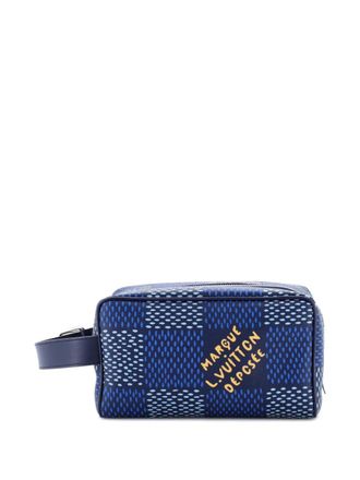 Louis Vuitton Locker Dopp Kit Limited Edition Damier Heritage Canvas pouch - women - Calf Leather - One Size - Blue