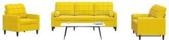 vidaXL Vidaxl - Juego De Sof&aacute;s Con Cojines 3 Piezas Terciopelo Amarillo