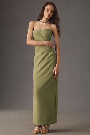 BHLDN Pippa Strapless Sweetheart Crepe Column Maxi Dress
