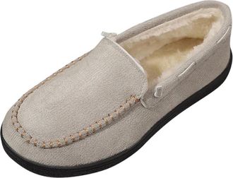 Generic Gray Womens Slip On Moccasins with Fleece Lining for Winter Comfort, Round Toe Low Top Casual Shoes, Soft Indoor Outdoor House Loafers