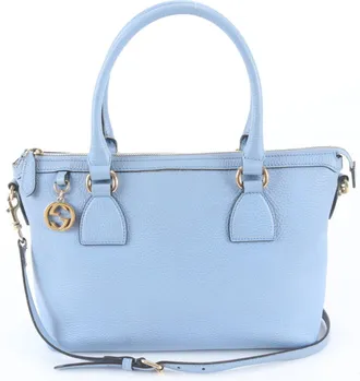 Gucci Blue Leather Handbag Shoulder Bag Tote Bag (Pre-Owned)