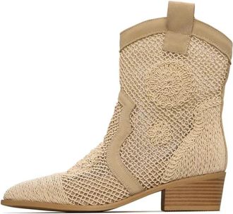 Cesare Gaspari Suede Cowboy Boots - Beige - Dames - Cowboylaarzen - Beige - 38 EU - Su&egrave;de - Schoenen