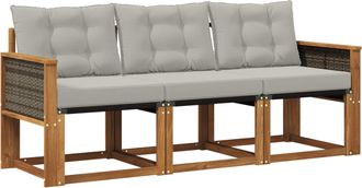 vidaXL Conjunto De Sof&aacute;s De Exterior 3 Uds. Natural Y Gris Claro Vidaxl