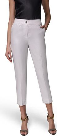 DKNY Metallic Linen Crop Pants in Cream/Silver at Nordstrom, Size 10
