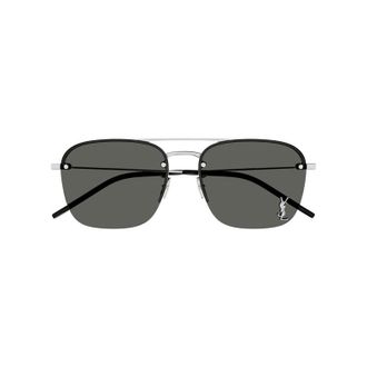 Saint Laurent Aviator Semi-Rim Sunglasses - Silver