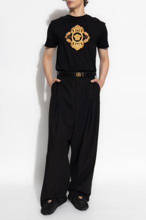 Versace T-shirt With Logo, Mens, Black