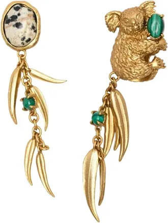 Zimmermann Earrings, female, Yellow, Size: ONE SIZE Koala Motif Leaf Drop Earring
