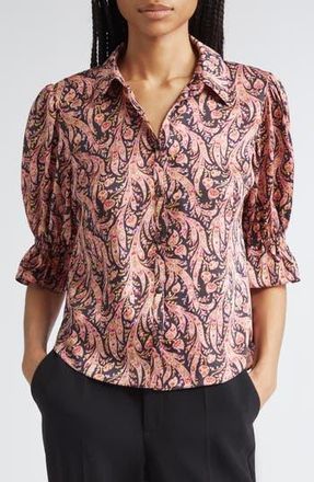 Cinq &agrave; Sept Fiona Charming Paisley Button-Up Shirt in Obsidian Multi at Nordstrom Rack, Size X-Small