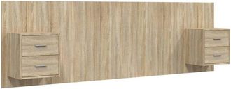 vidaXL Cabecero De Cama Con Mesitas Madera Contrachapada Roble Sonoma Vidaxl