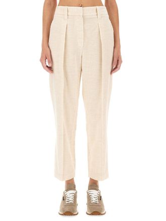 Brunello Cucinelli Viscose-blend Regular-fit Trousers - Ivory