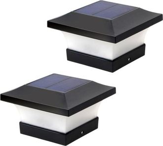 OEM 2 Piezas De Postes Solares Luces Decorativas Led Pilar Columna L&aacute;mpara Valla Paisaje Cuadrado Tapa Luz Para Jard&iacute;n Patio Patio ( 3w 6000k Luz Blanca)