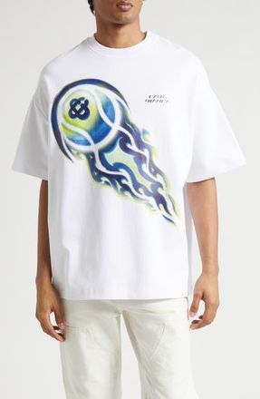 Casablanca Oversize Flaming Tennis Ball Stretch Coitton Graphic T-Shirt at Nordstrom, Size X-Large