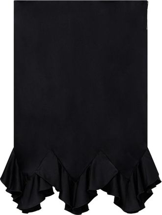 Stella McCartney Gerafelde satijnen midi-rok - Dames - Midirokken - Zwart - XS - Satijn - Rokken