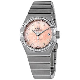 Omega Pre-owned Omega Constellation Pink Mother of Pearl Diamond Dial Automatic Ladies Watch 123.15.27.20.57.002