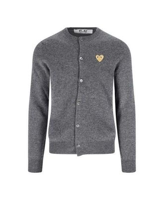 Comme Des Gar&ccedil;ons Gold Heart Patch Wool Cardigan Ax